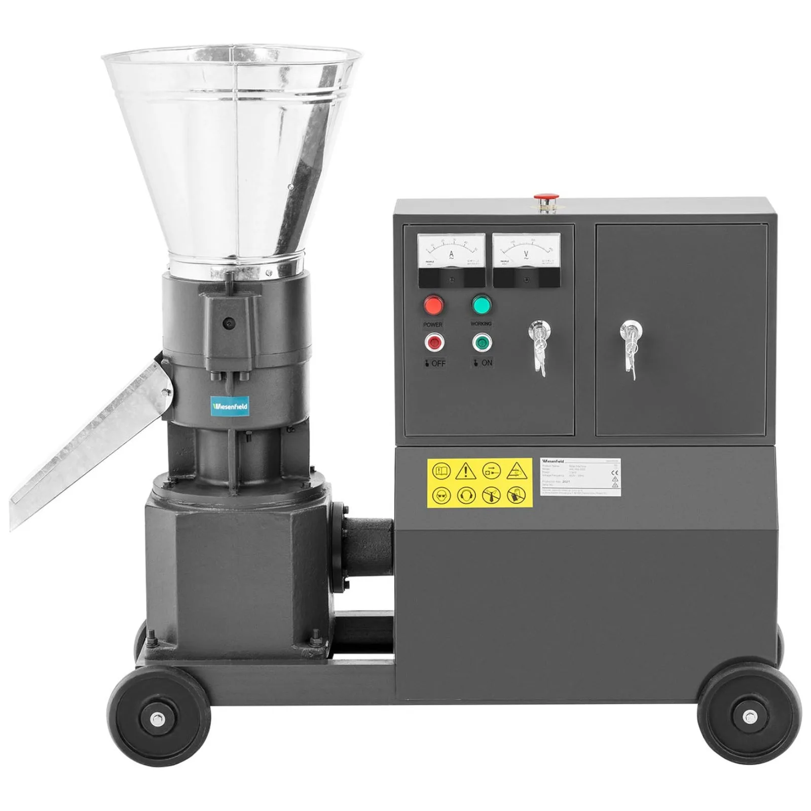 Pelletirna mašina, granulator, mobilna mašina za pelete od piljevine i stočne hrane, 7,5 kW, 400 V, 300 kg/h, promjer 200 mm 7