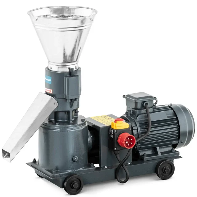 Ipari fűrészpor- és takarmánypellet-készítő gép, 100 kg/h, 120 mm átmérő