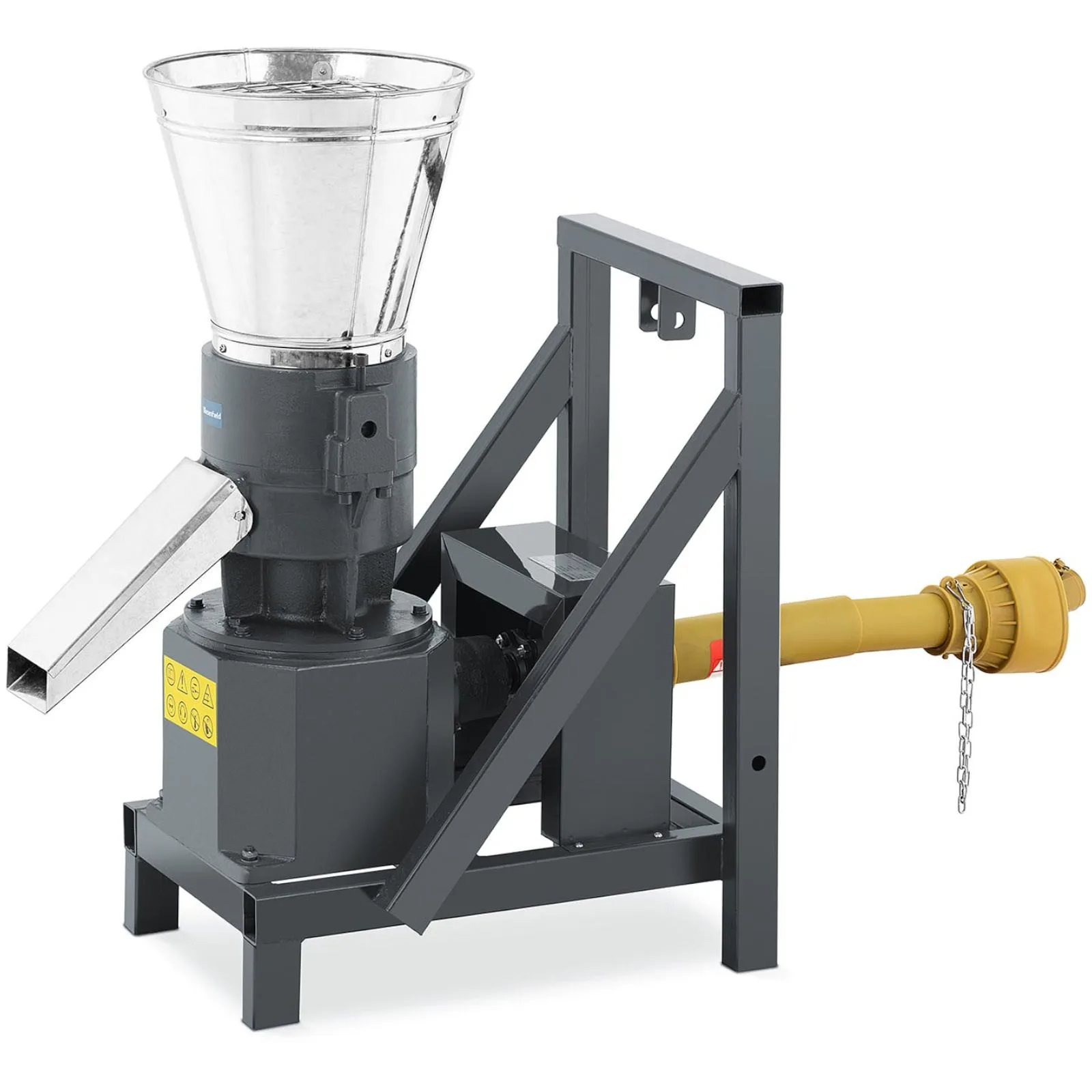 Fűrészpor és takarmány pelletelő gép traktorhoz, 400 kg/h, 230 mm átmérő