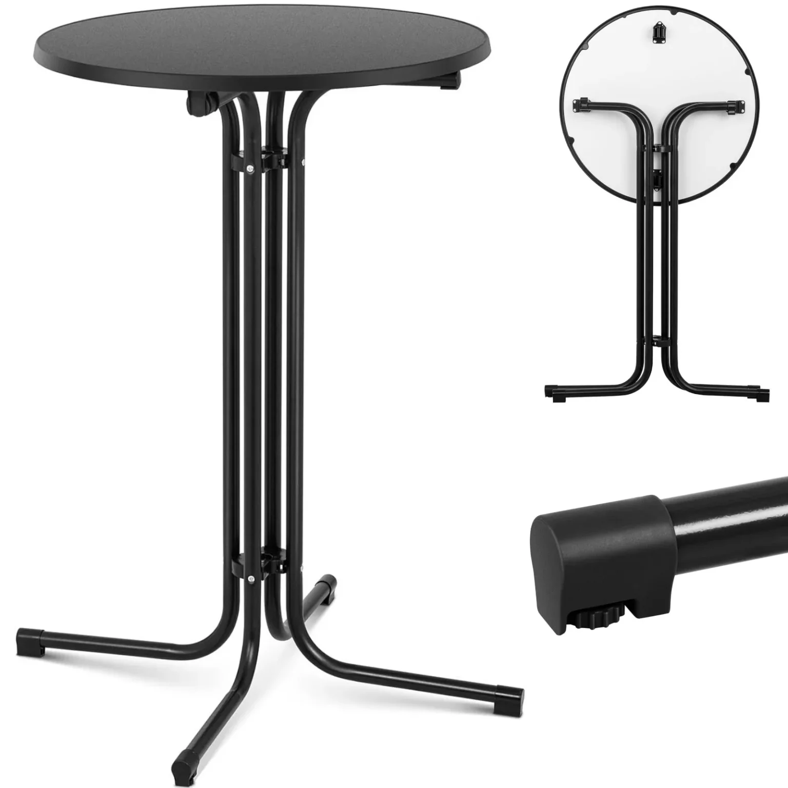 Kruhový skladací barový stôl, priemer 70 cm, výška 110 cm, čierny Kruhový skladací barový stôl, priemer 70 cm, výška 110 cm, čierny