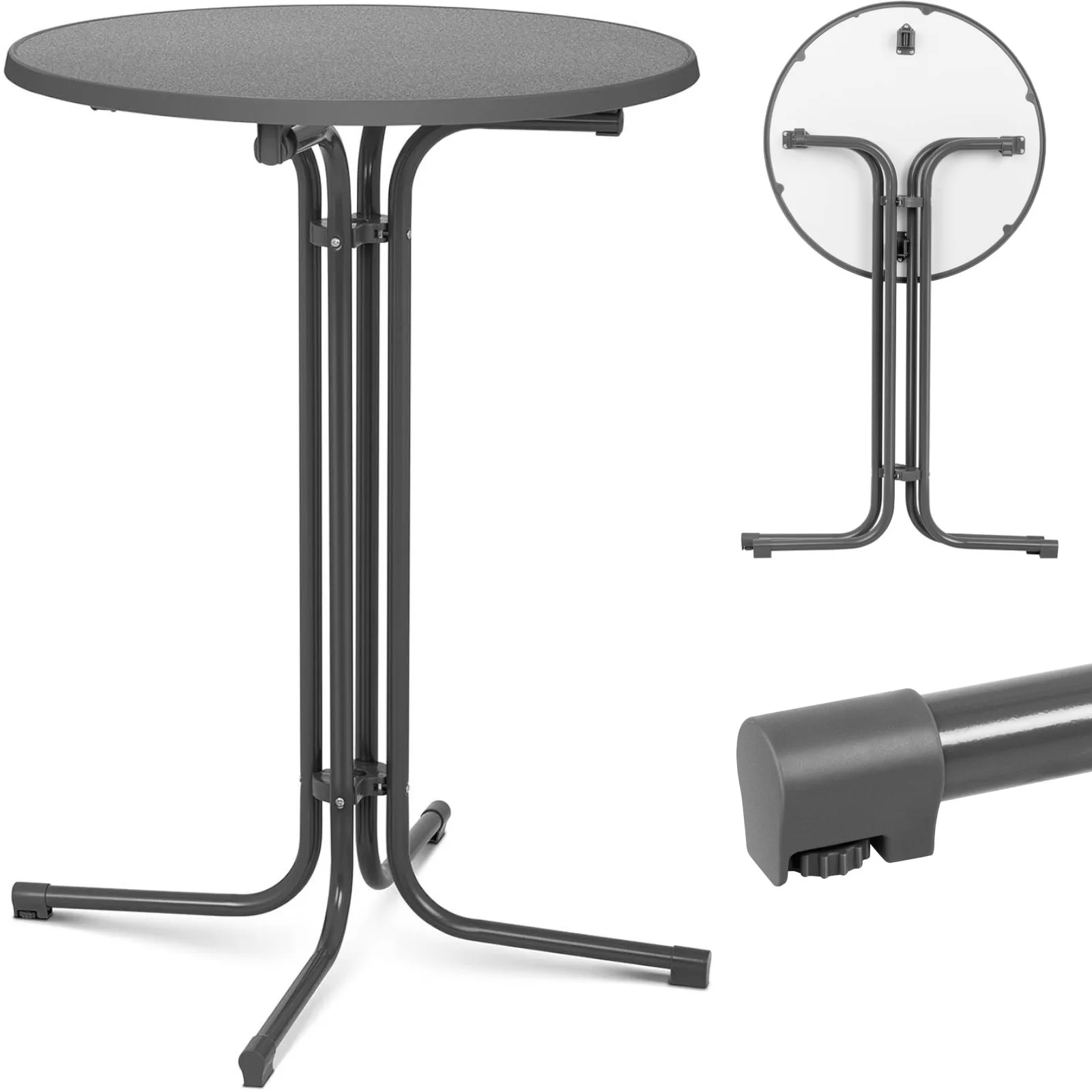Okrugli visoki sklopivi bar stol, promjer 80 cm, visina 110 cm, sivi