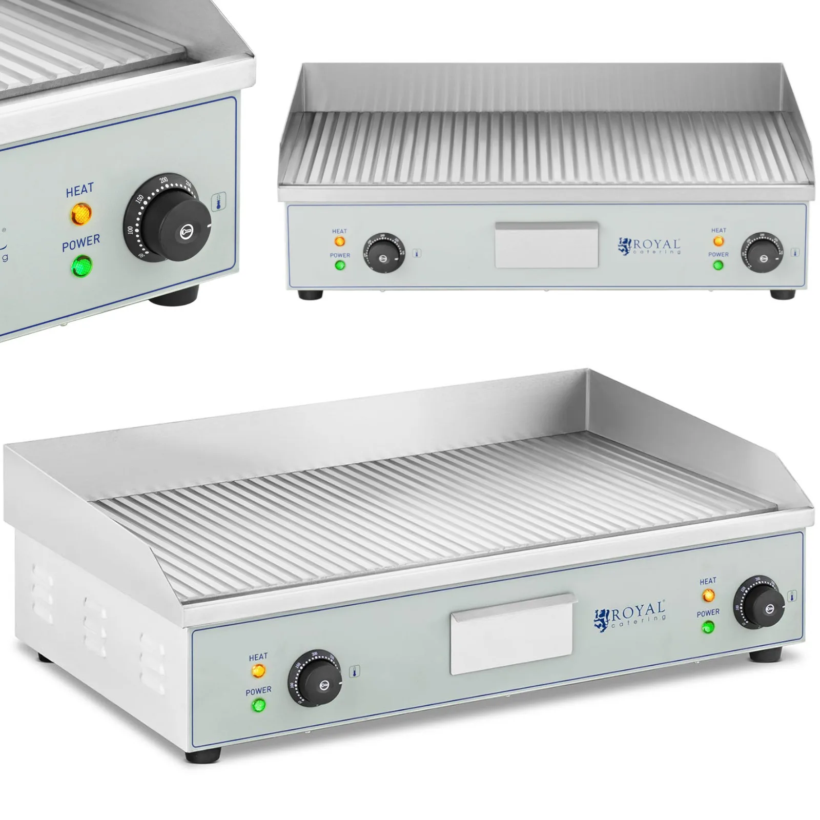 Elektromos grill dupla barázdált grilllemezel, 400 x 730 mm, 2 x 2000 W