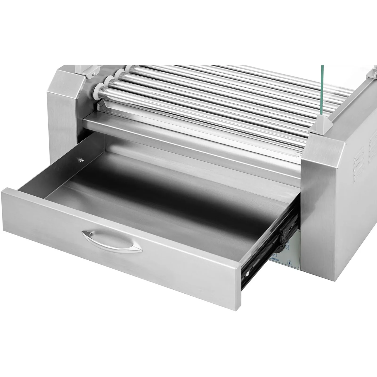 Hot dog roller grill with drawer and cover - 7 rollers 4
