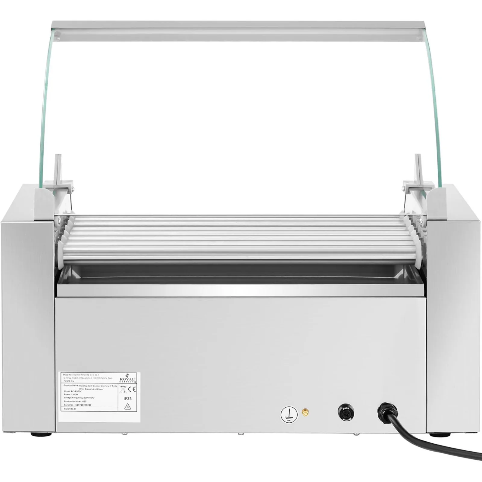 Hot dog roller grill with drawer and cover - 7 rollers 5