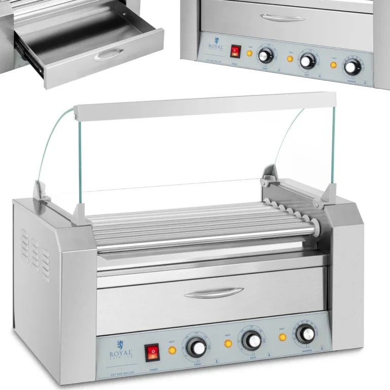 Hot dog-grill fiókkal és fedéllel – 7 görgő