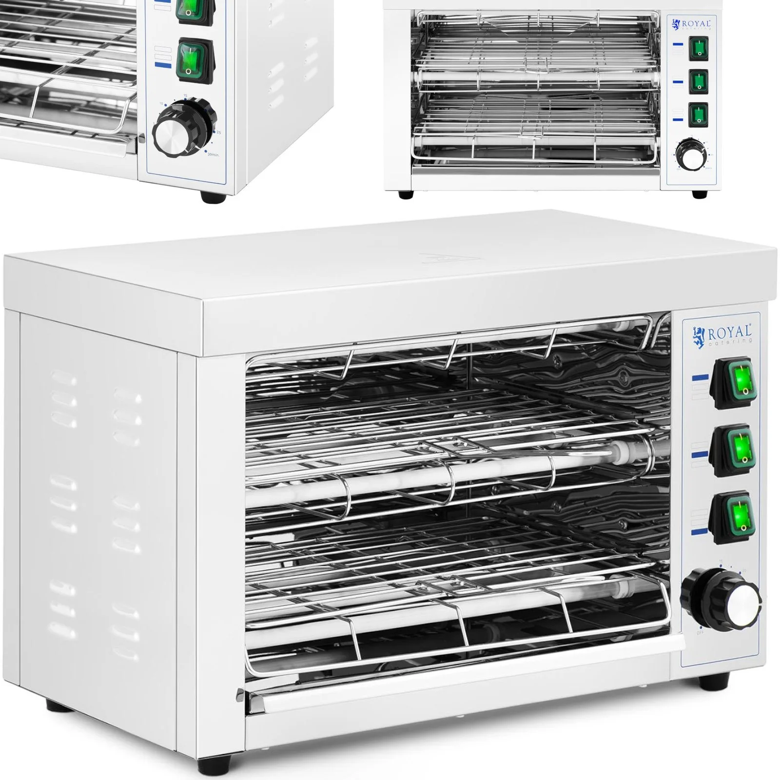 Salamander kenyérpirító grillezett szendvicsekhez, 50–300 °C, 3250 W