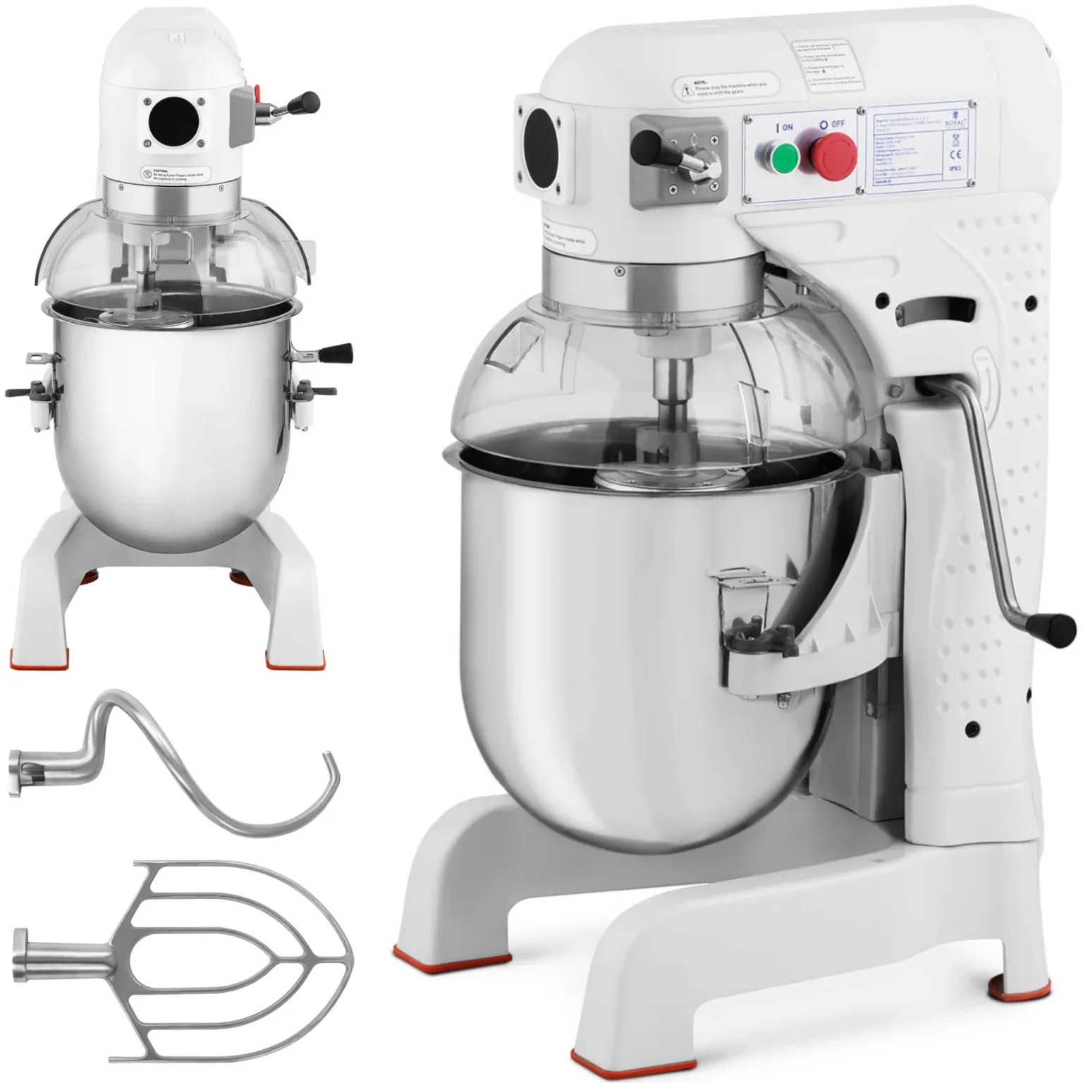 Mixer planetar cu bătătoare spiralate și vas rabatabil de 30 L, 1100 W