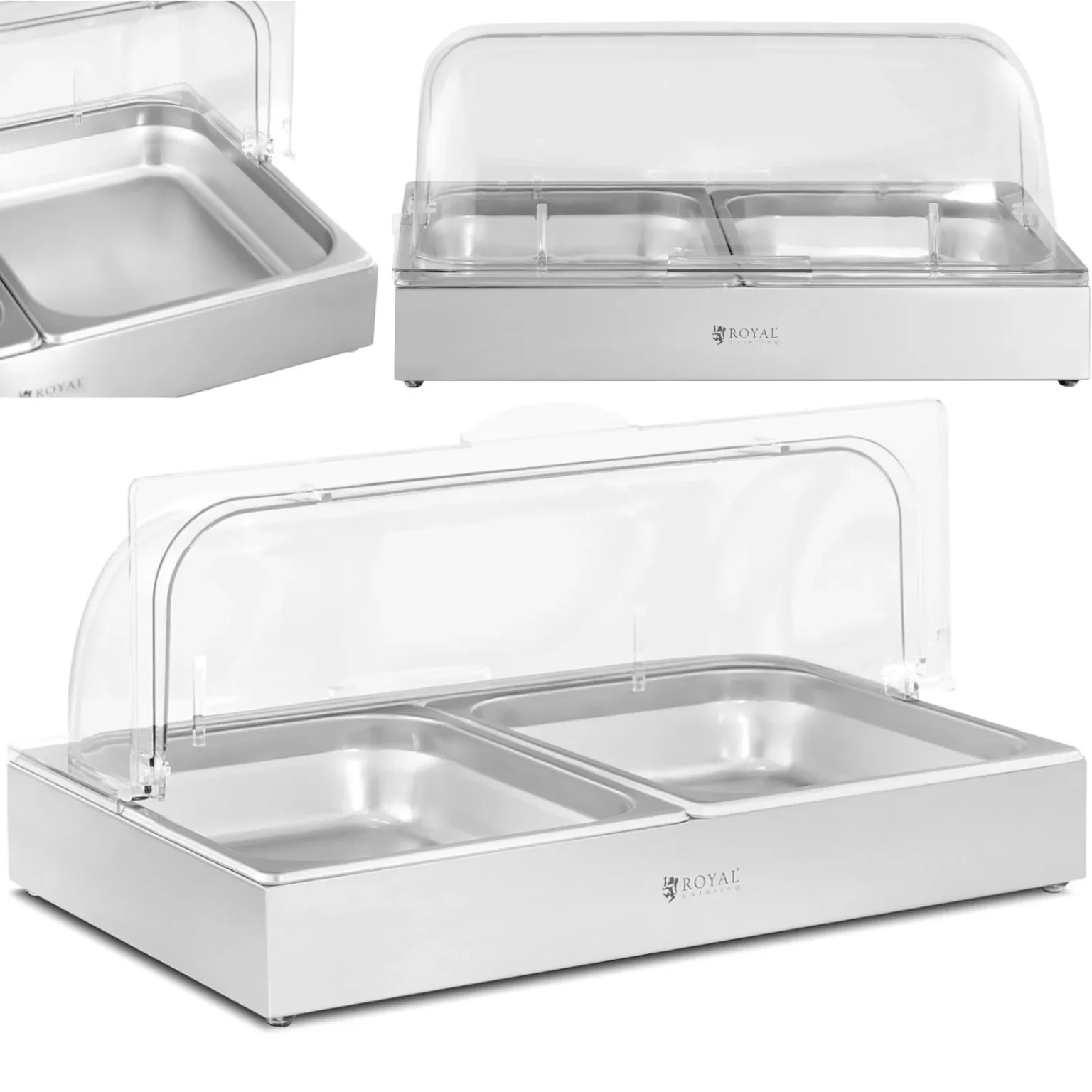 Frühstücksbuffet-Vitrine mit Rollabdeckung, 2x GN 1/2, 2x 4 l