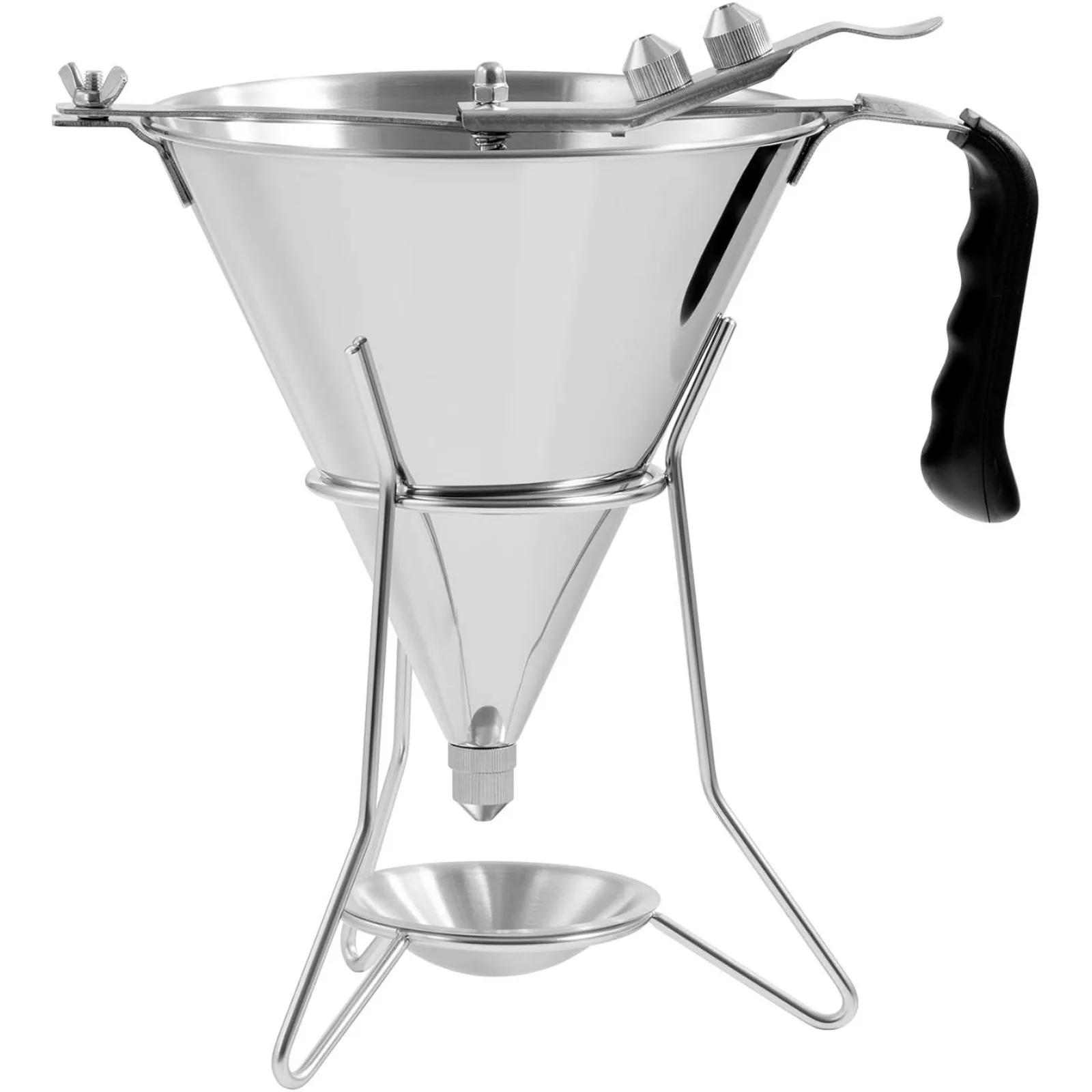 Distribuitor de sos din oțel cu pâlnie și duză + suport, 3 duze, 1,8 L 6