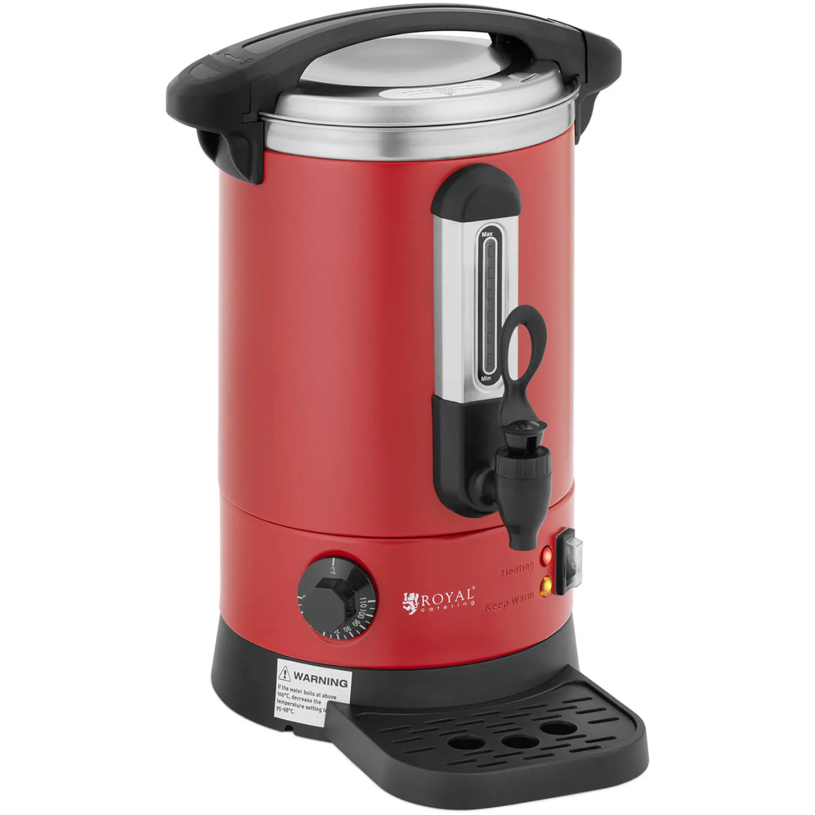 Doppelwandiger Wasserkocher mit Tropfschale, 6,1 l, 1500 W, rot 2