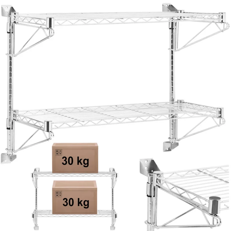 Kettős falra szerelhető drótpolc, max. 60 kg, 90 x 35 x 60 cm