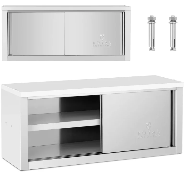 Vendéglátóipari fali szekrény tolóajtókkal, ACÉL, 130 kg, 120 x 40 x 50 cm