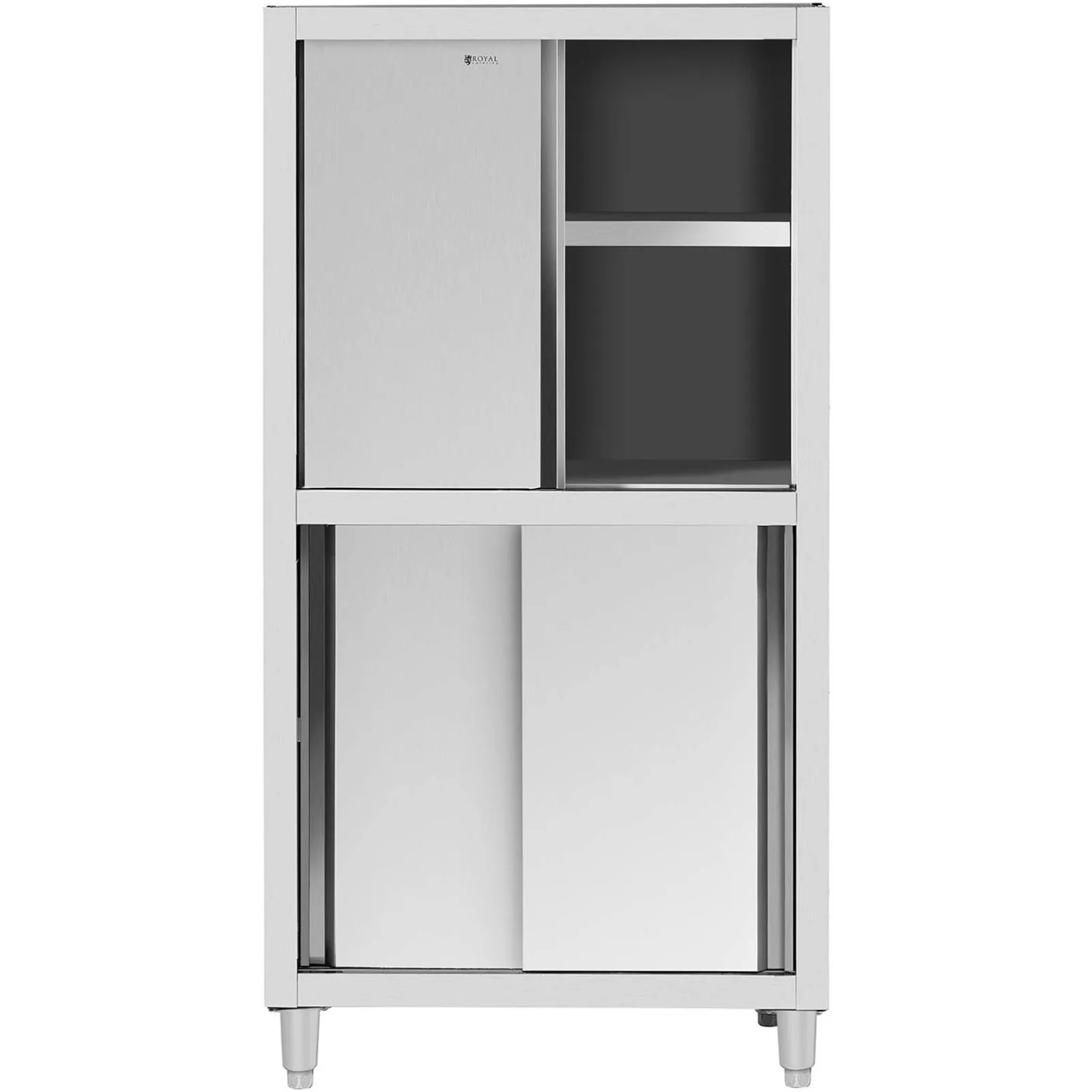 Dulap de depozitare din oțel inoxidabil pentru catering, cu uși glisante, capacitate de 120 kg, 100 x 50 x 180 cm 5