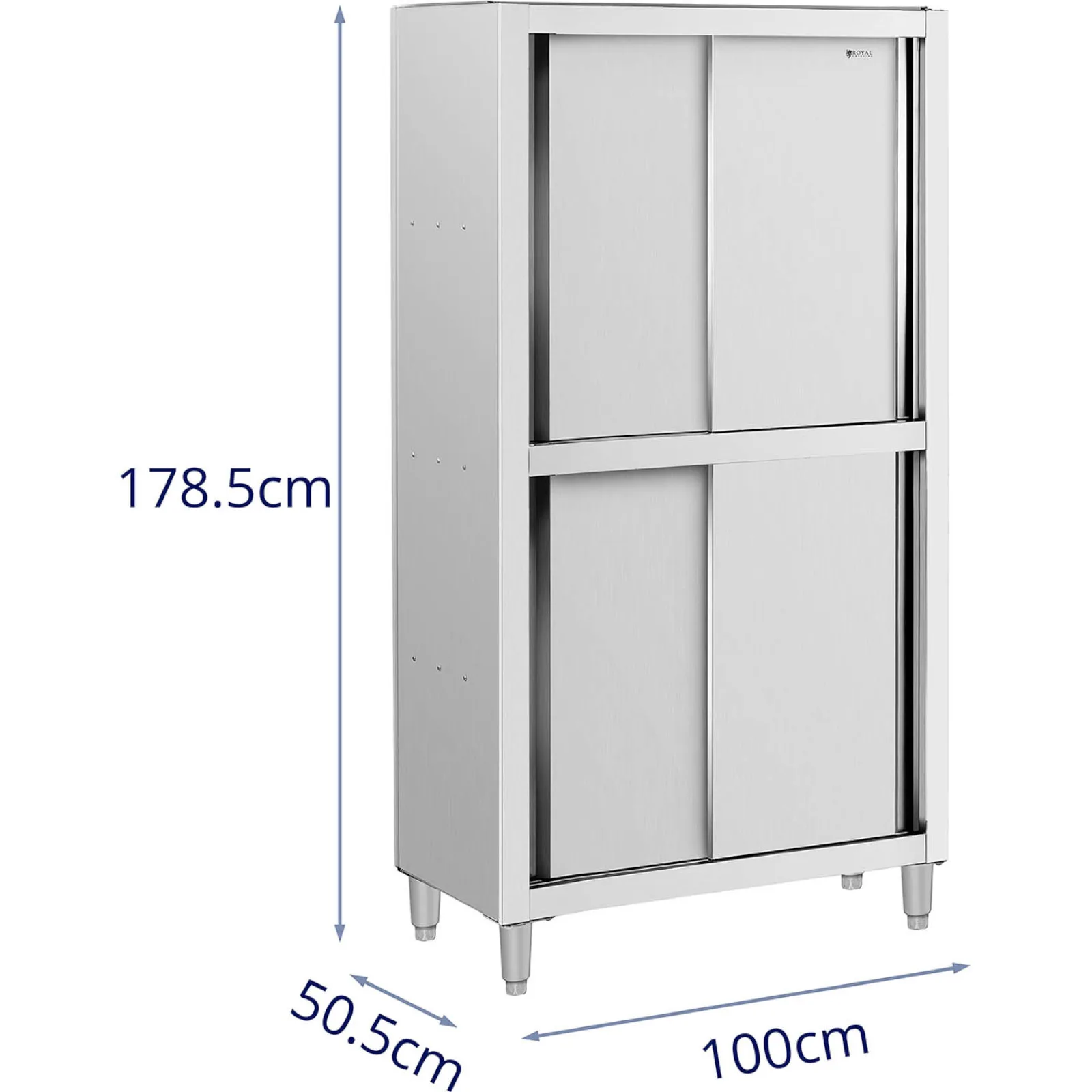 Dulap de depozitare din oțel inoxidabil pentru catering, cu uși glisante, capacitate de 120 kg, 100 x 50 x 180 cm 6