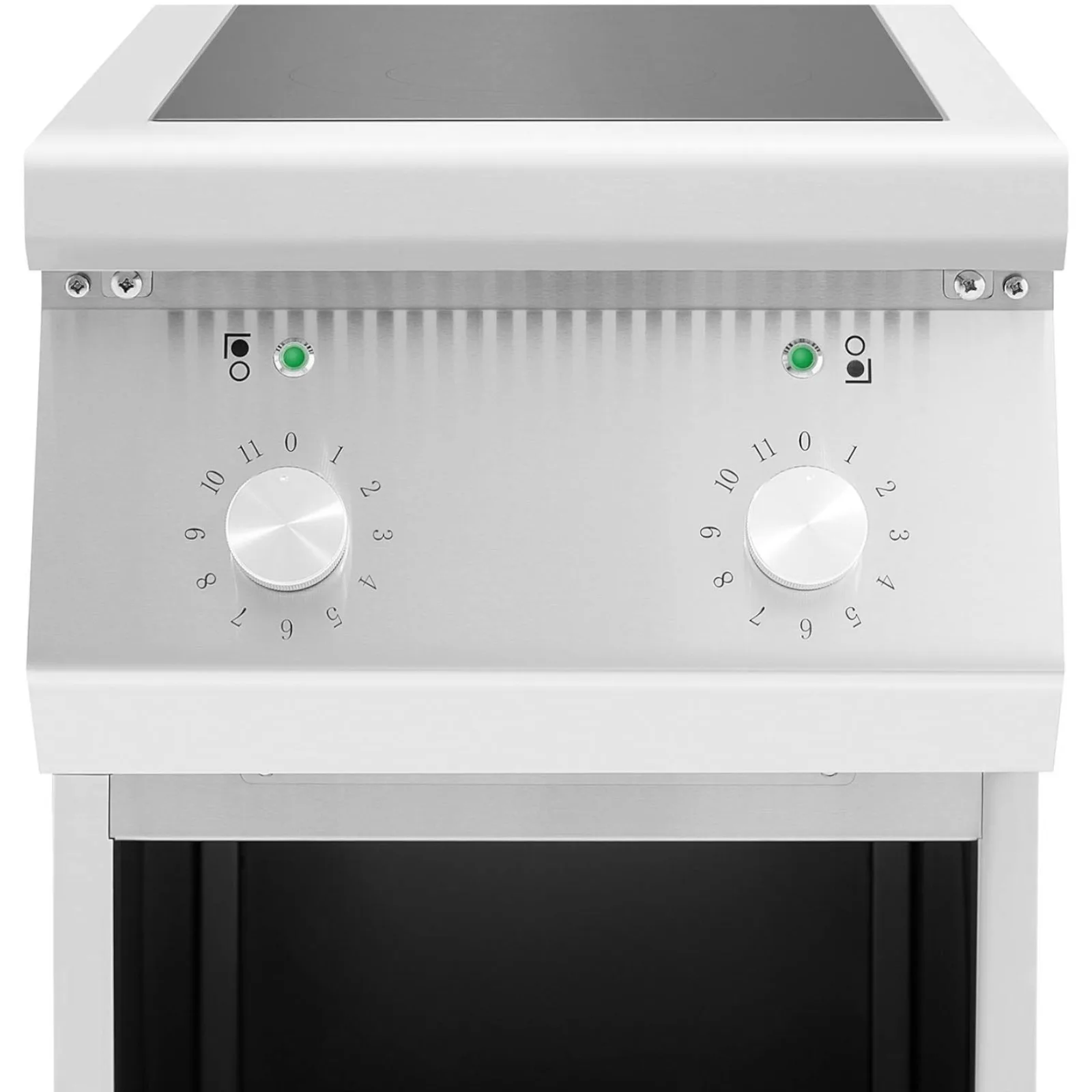 2-burner freestanding induction cooktop on an open base, 400 V, 8500 W 3