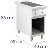 Plită cu inducție independentă cu 2 arzătoare pe bază deschisă, 400 V, 8500 W 8