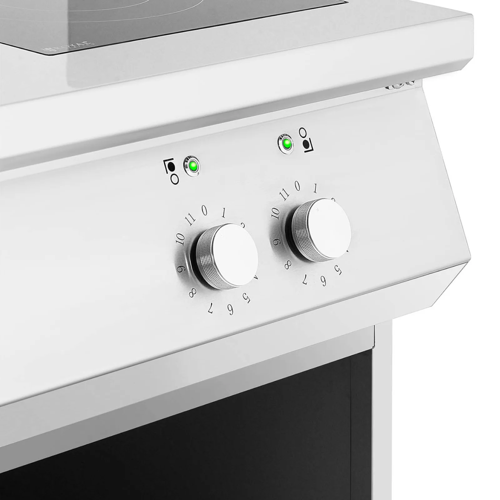 4-burner freestanding induction cooktop on an open base, 400 V, 17,000 W 3