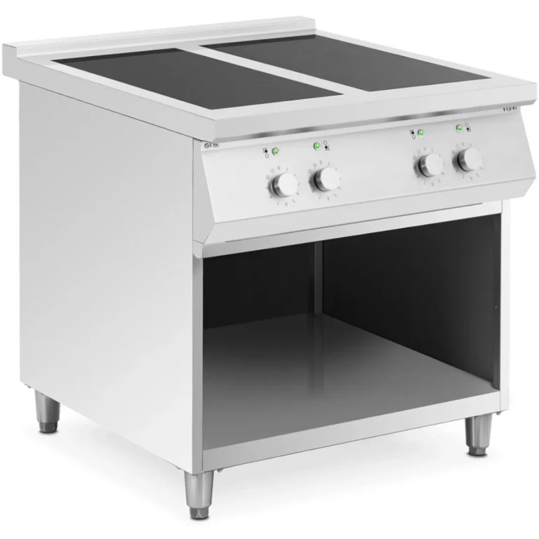 4 égőfejű, szabadon álló indukciós főzőlap nyitott talppal, 400 V, 17 000 W