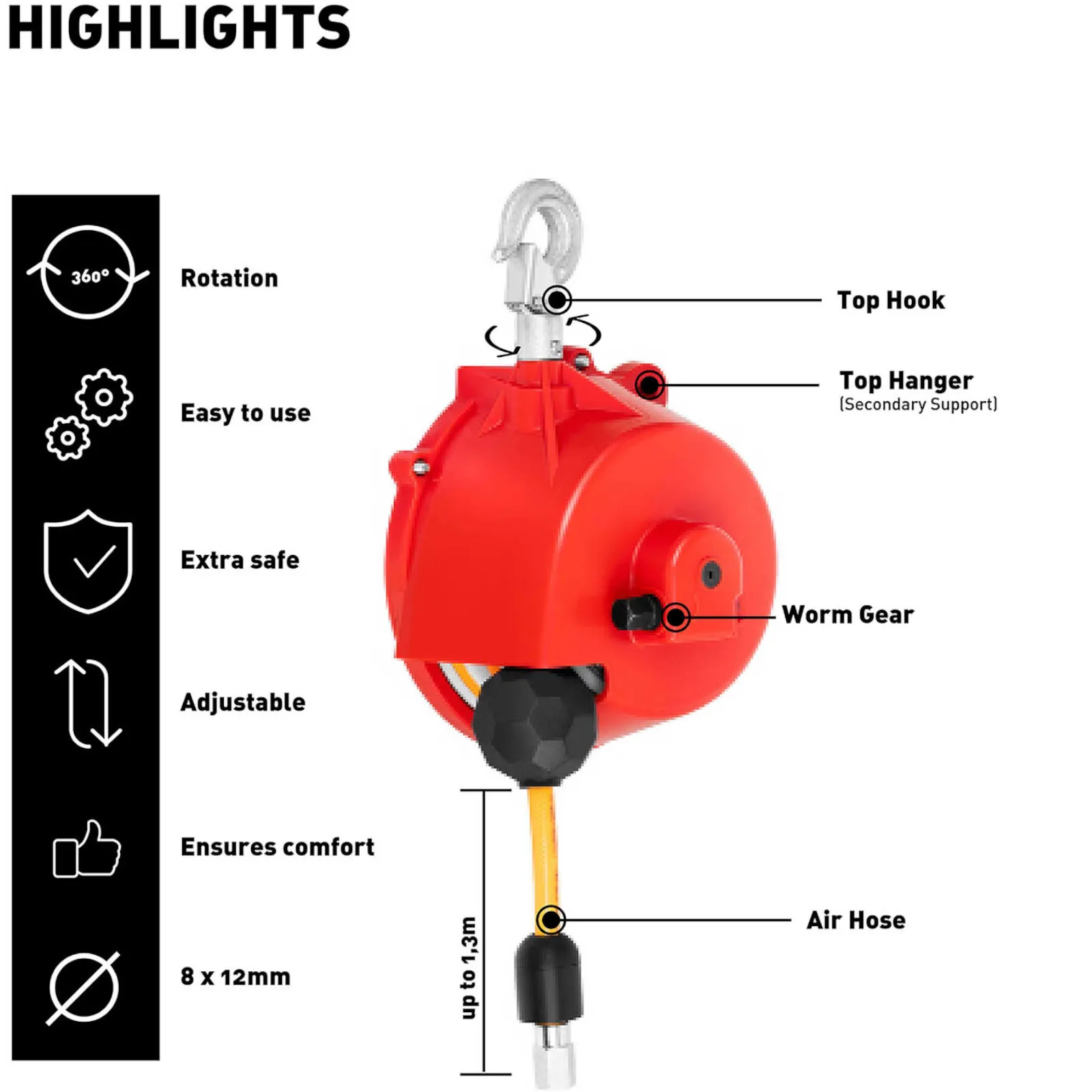 Echilibrator cu cablu și furtun de aer, 2,5–3,5 kg, 1,3 m 7