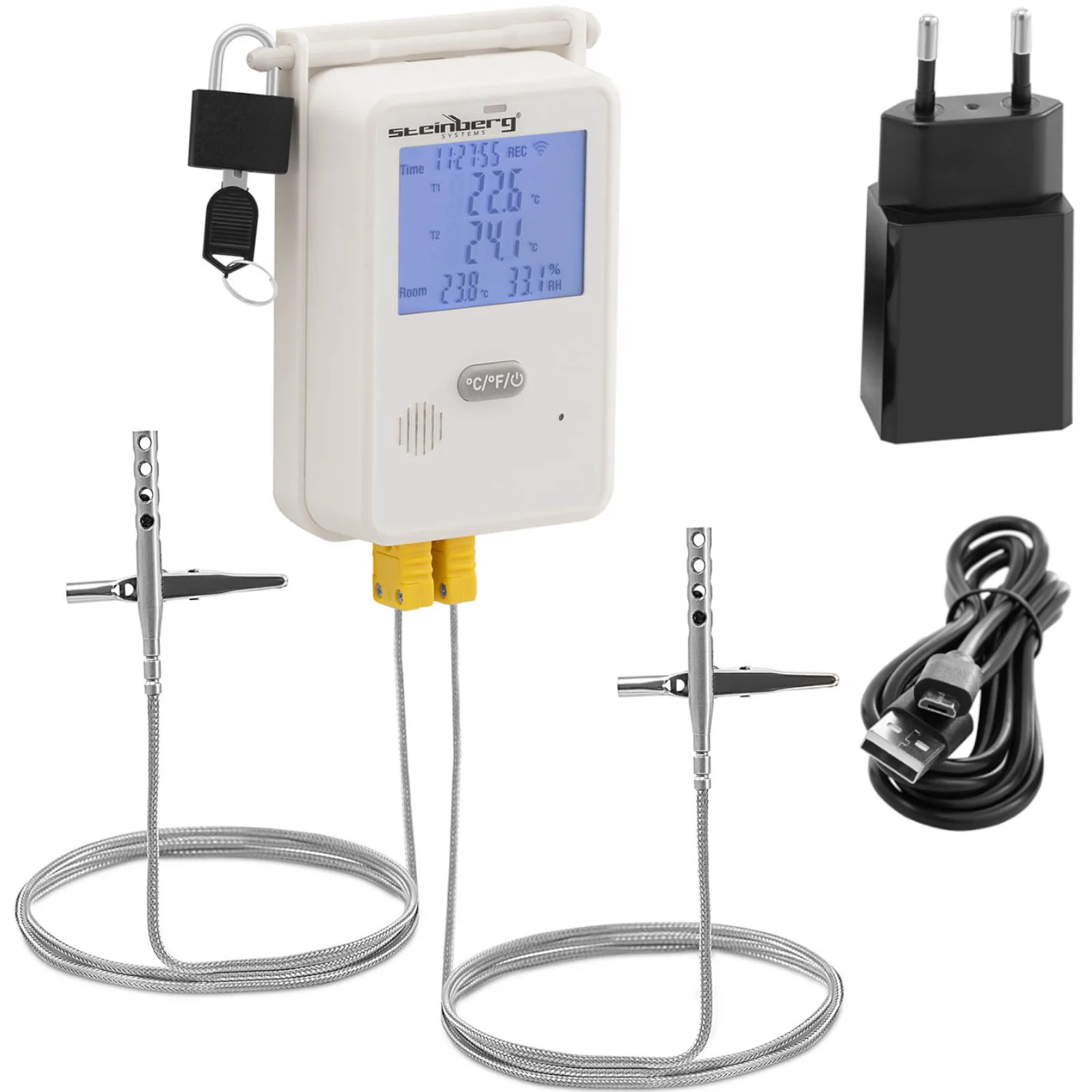 LCD USB Wi-Fi hőmérséklet- és páratartalom-rögzítő, mérési tartomány: 0–100% / -50–350 °C