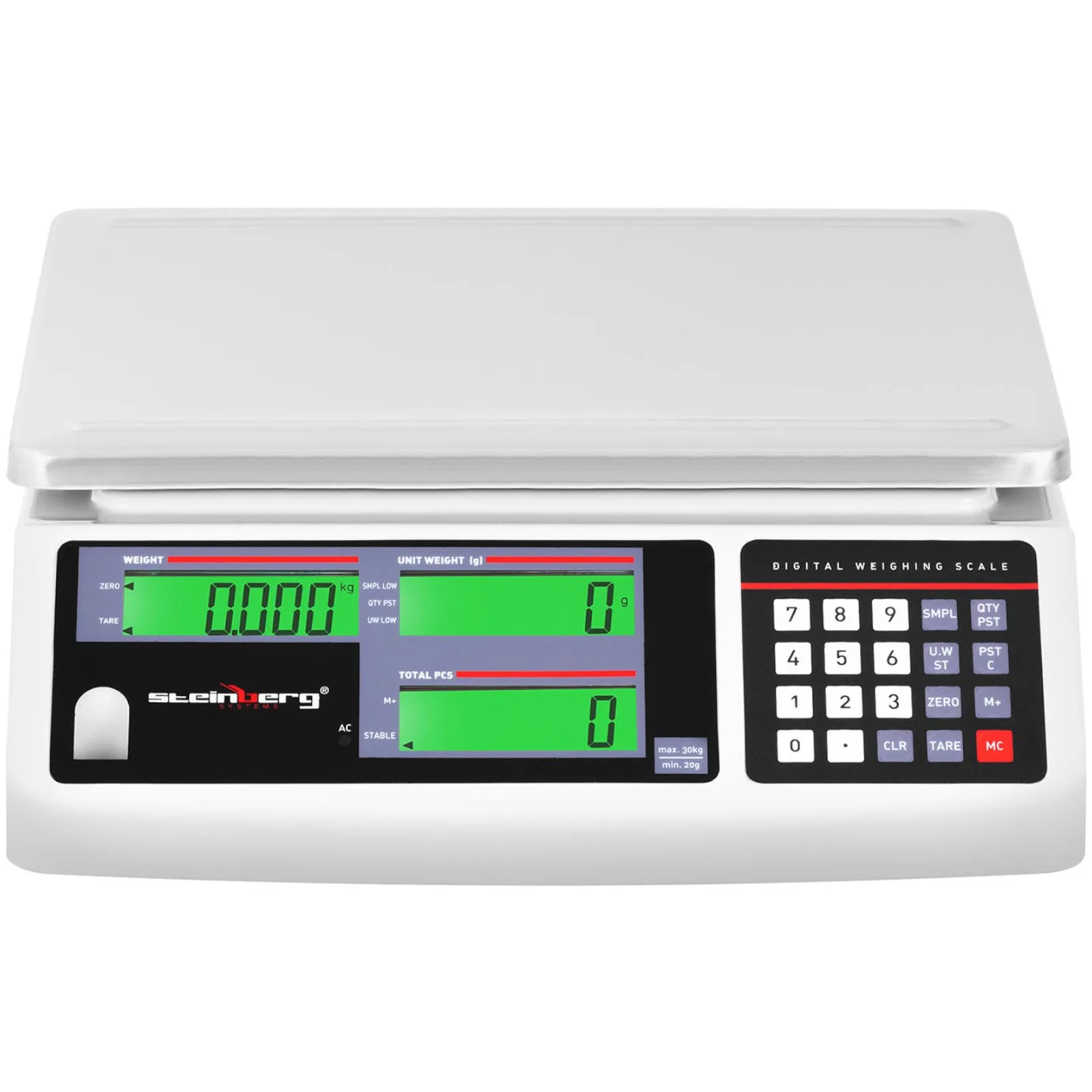 Professionelle LCD-Zählwaage, 30,5 x 22 cm, 30 kg / 1 g 5