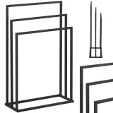Suport de podea independent pentru 3 prosoape, OȚEL, 55 x 21,5 x 84 cm, gri închis