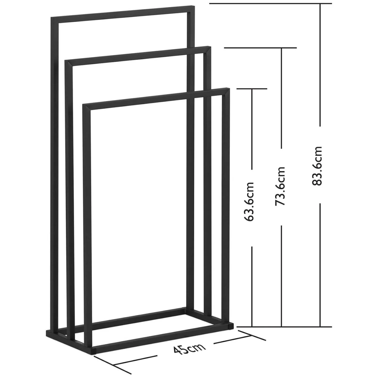Suport de prosoape independent, montat pe podea, pentru 3 prosoape, OȚEL, 45 x 21,5 x 84 cm, gri închis 7