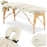 Masă de masaj pliabilă portabilă Colmar Beige cu cadru din lemn, până la 227 kg, bej