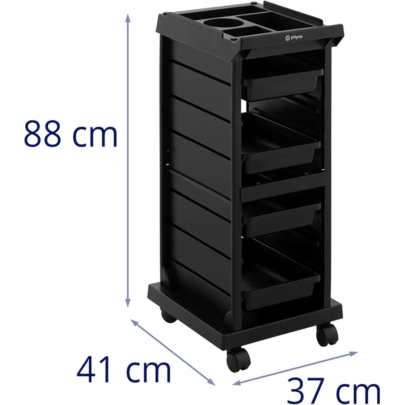 Pomoćni salonski kolica za šišanje i bojenje kose, 4 ladice, polica, 410 x 315 mm 7