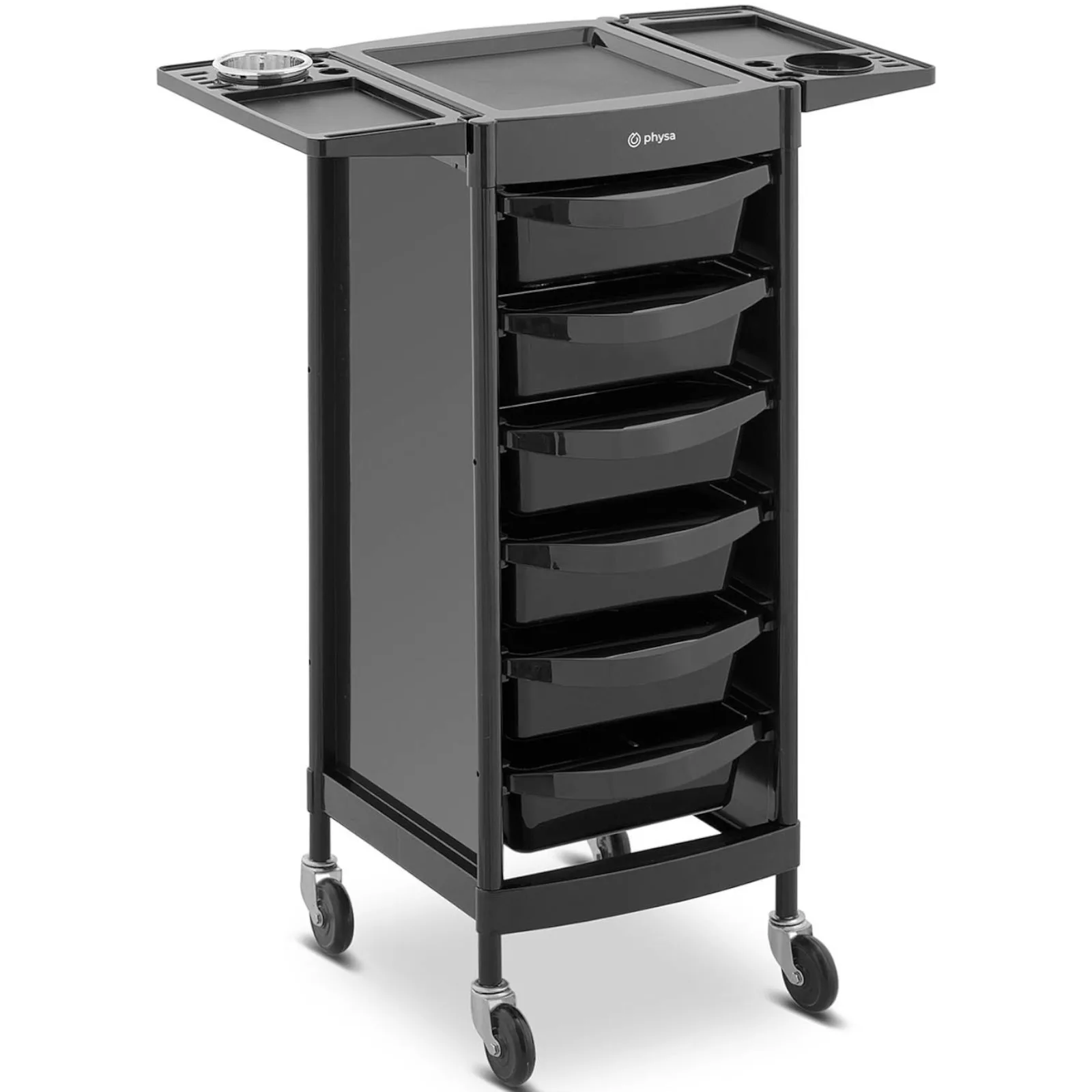 Cărucior auxiliar pentru coafură cu suport pentru uscător de păr, 6 sertare, raft, 420 x 390 mm 2