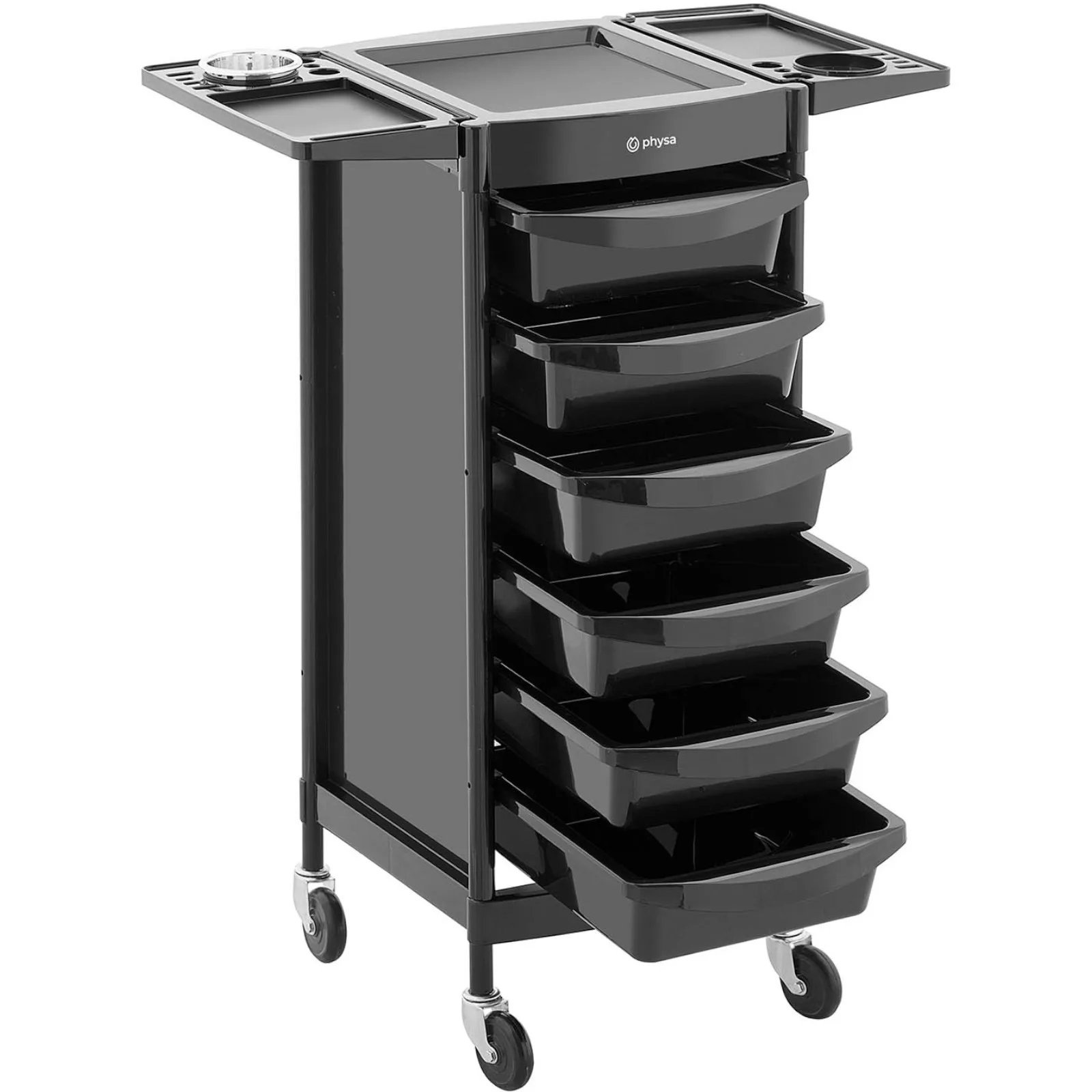 Cărucior auxiliar pentru coafură cu suport pentru uscător de păr, 6 sertare, raft, 420 x 390 mm 5