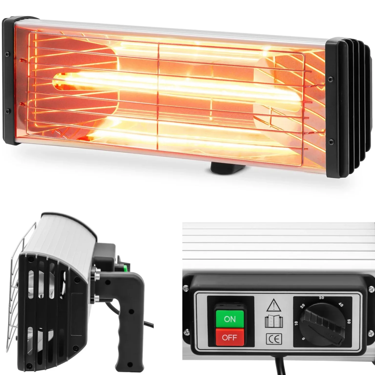 Műhelyi infravörös fűtőberendezés, karosszériafestő kabin lámpa, 30–100 °C, 1000 W