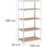 Kovový regál, 5 políc, nosnosť 750 kg, 100 x 60 x 200 cm, sivý 7