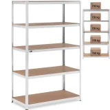 Raft metalic de depozitare, 5 rafturi, 750 kg, 120 x 60 x 197 cm, gri