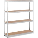 Raft metalic de depozitare, 4 rafturi, capacitate 600 kg, 160 x 40 x 180 cm, gri 2