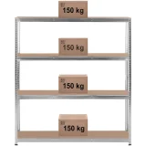 Raft metalic de depozitare, 4 rafturi, capacitate 600 kg, 160 x 40 x 180 cm, gri 6