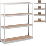 Raft metalic de depozitare, 4 rafturi, capacitate 600 kg, 160 x 40 x 180 cm, gri