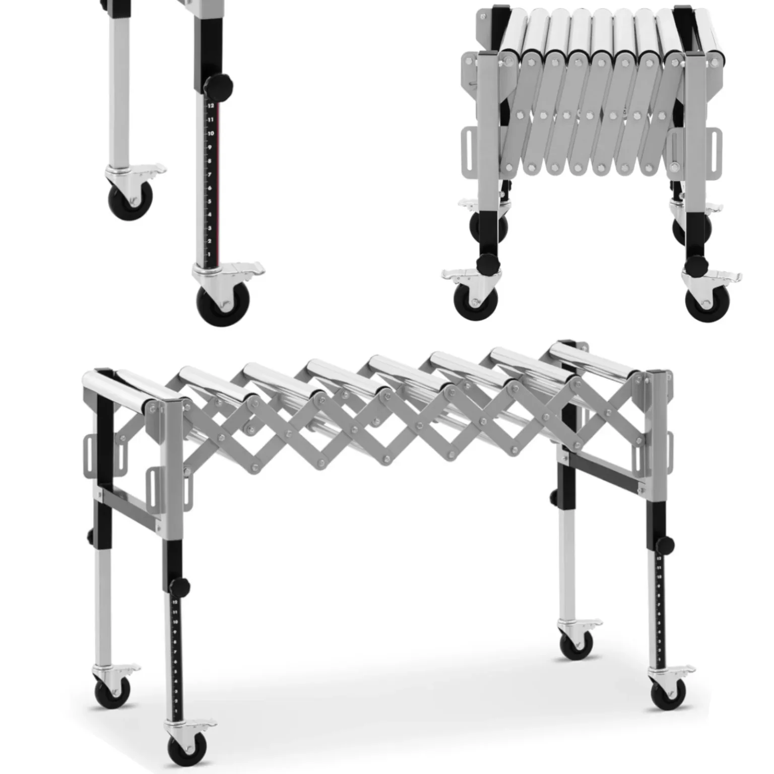Masă transportoare cu role pliabilă, 9 role, până la 130 kg, 145 x 59 x 96 cm