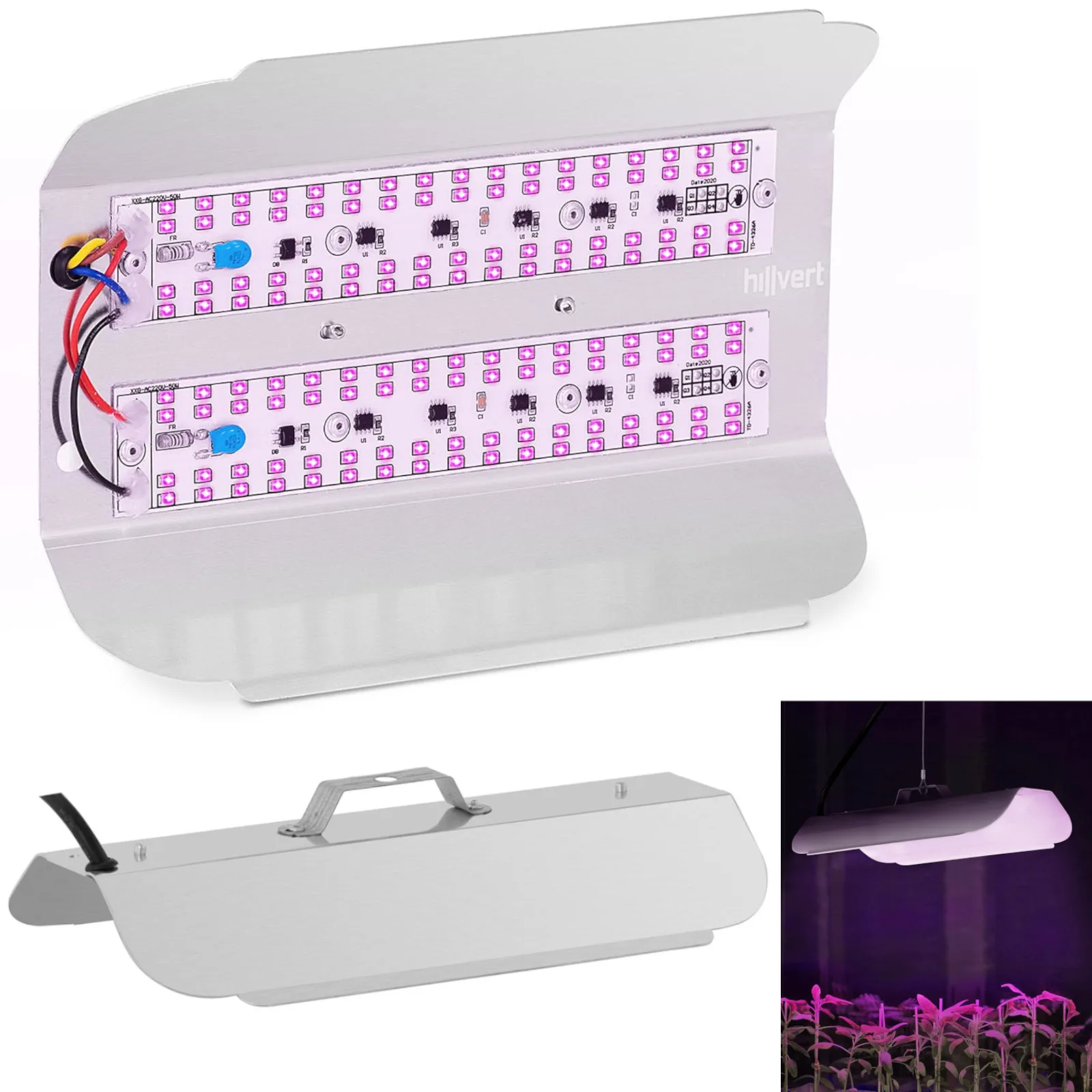 Teljes spektrumú növénynevelő lámpa 25 x 17 cm 136 LED 100 W ezüst