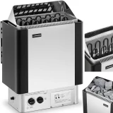 Electric sauna heater with built-in control, 8-12 m³, up to 110°C, 400 V, 8 kW, silver-black
