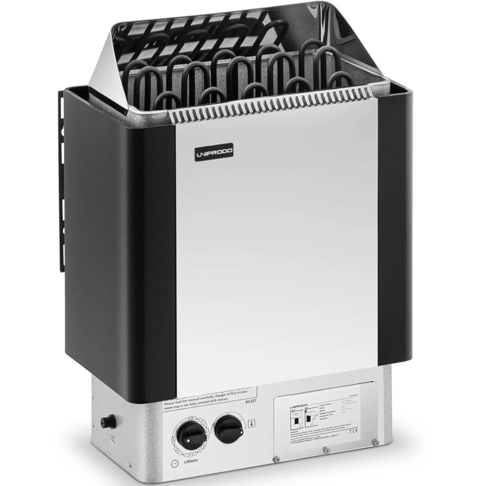 Elektrický ohrievač do sauny s integrovaným ovládaním, 9–13 m³, do 110 °C, 400 V, 9 kW, strieborná-čierna 2