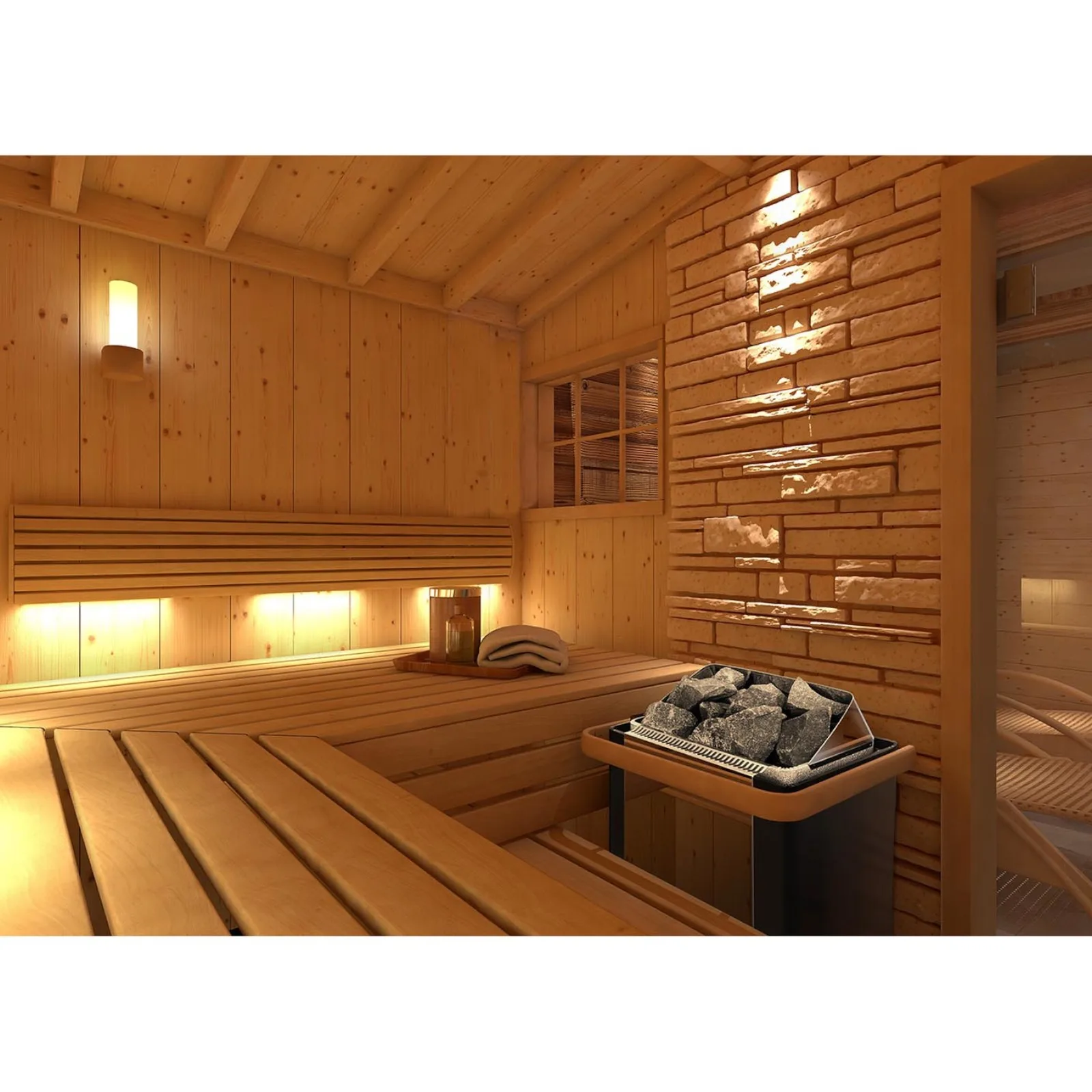 Elektrický ohrievač do sauny s integrovaným ovládaním, 9–13 m³, do 110 °C, 400 V, 9 kW, strieborná-čierna 5