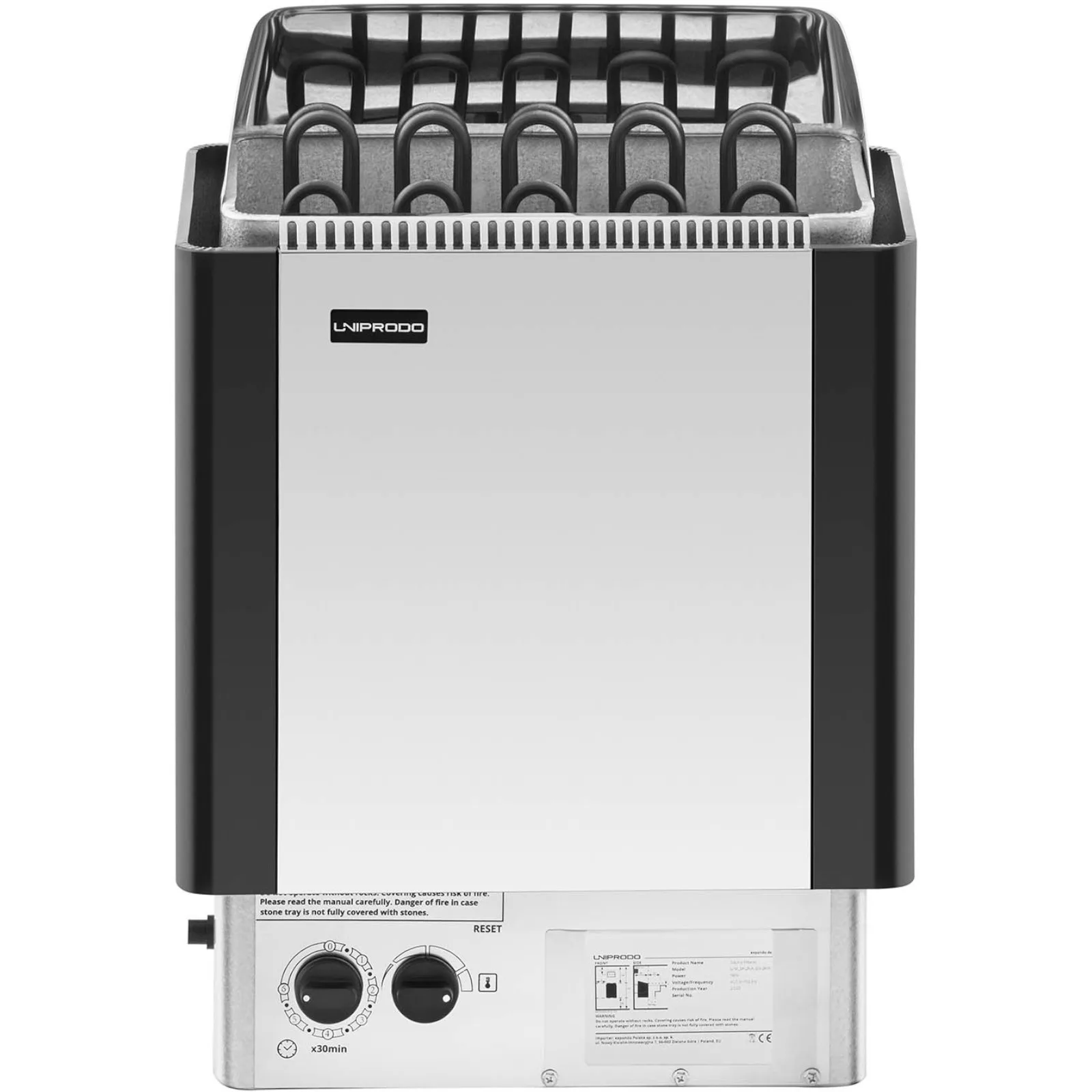 Elektrický ohrievač do sauny s integrovaným ovládaním, 9–13 m³, do 110 °C, 400 V, 9 kW, strieborná-čierna 7