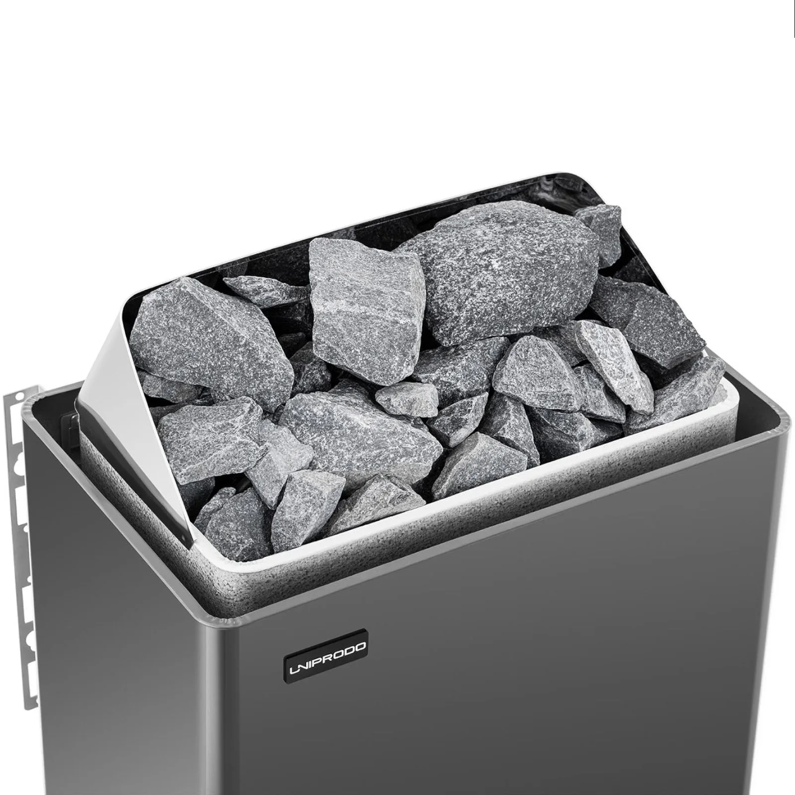 Elektromos szaunafűtő 3–6 m³, 110 °C-ig, 400 V, 4,5 kW, fekete és ezüst