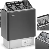 Încălzitor electric pentru saună 3-6 m³ până la 110 °C 400 V 4,5 kW negru și argintiu