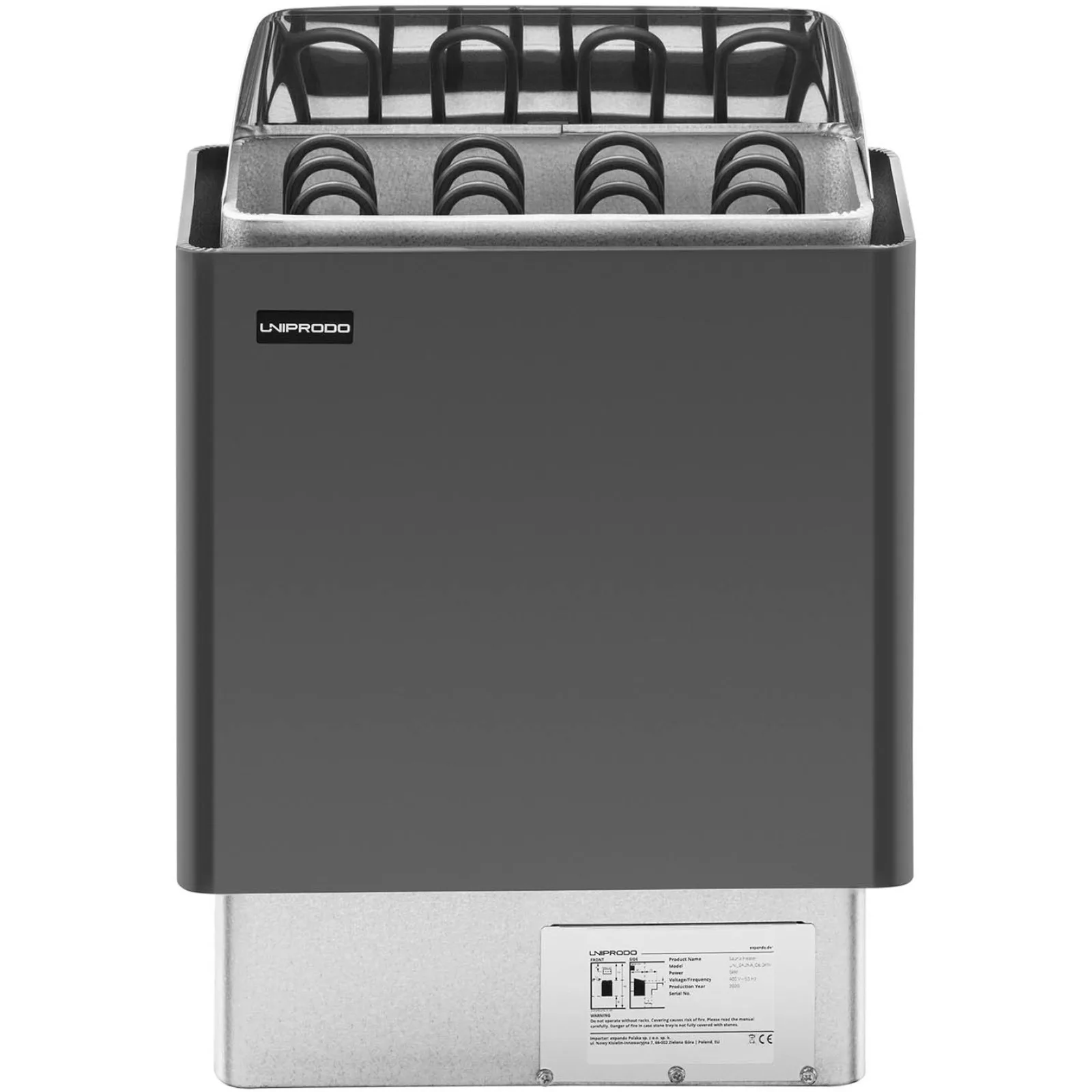 Električni grijač za saunu 5-9 m³ do 110 °C 400 V 6 kW crna i srebrna 6