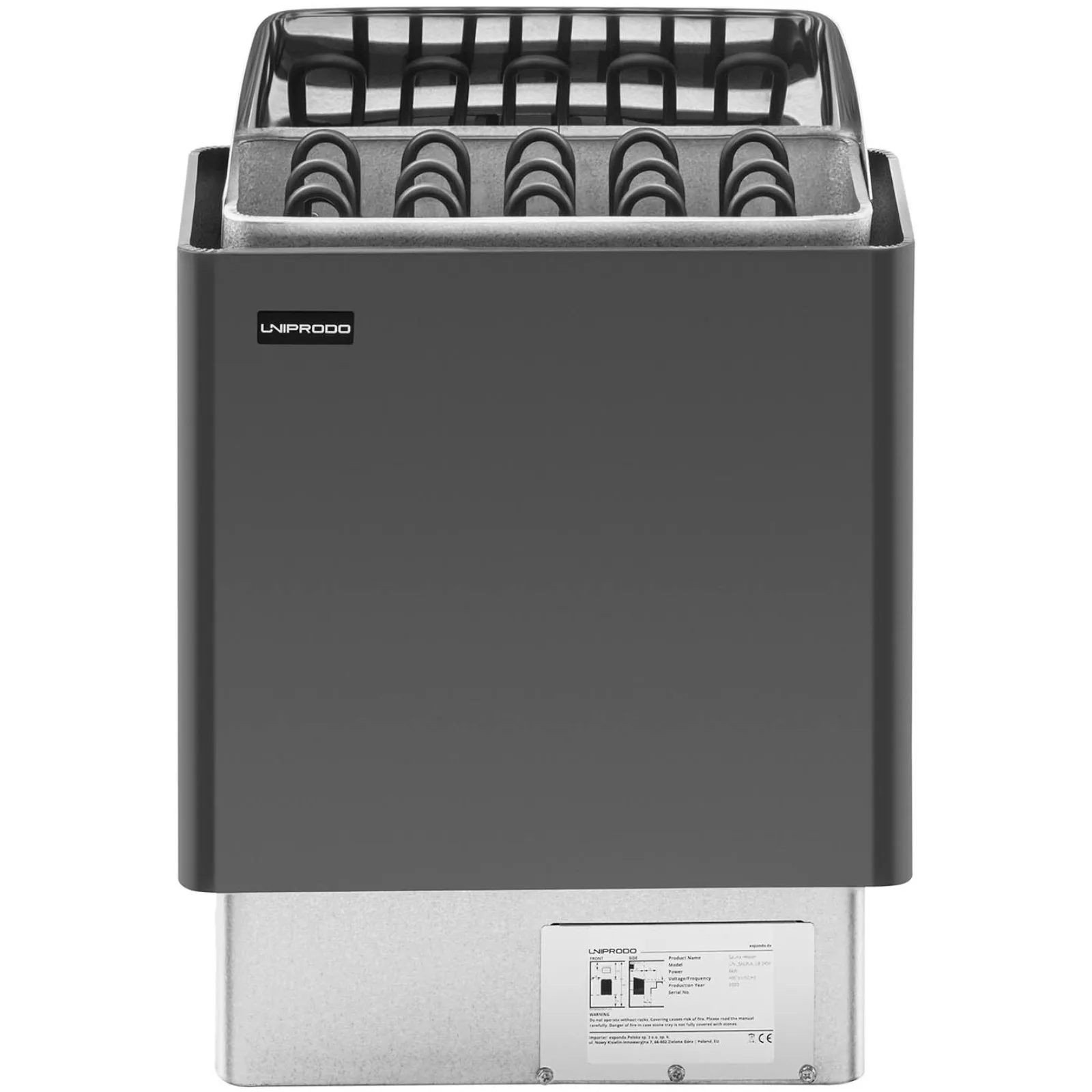 Elektromos szaunafűtő 8–12 m³, 110 °C-ig, 400 V, 8 kW, fekete és ezüst 6