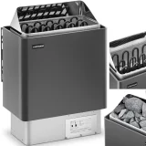 Elektromos szaunafűtő 8–12 m³, 110 °C-ig, 400 V, 8 kW, fekete és ezüst
