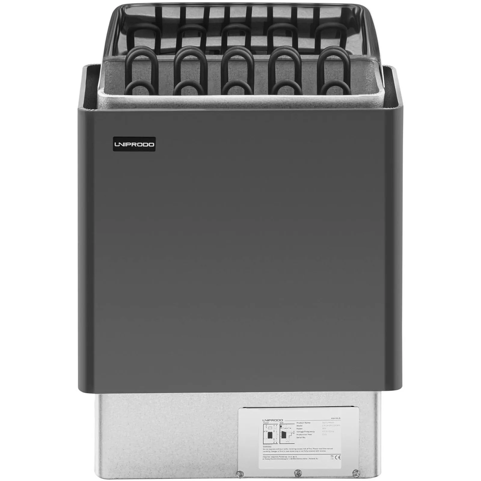 Încălzitor electric pentru saună 9-13 m³ până la 110 °C 400 V 9 kW negru și argintiu 6