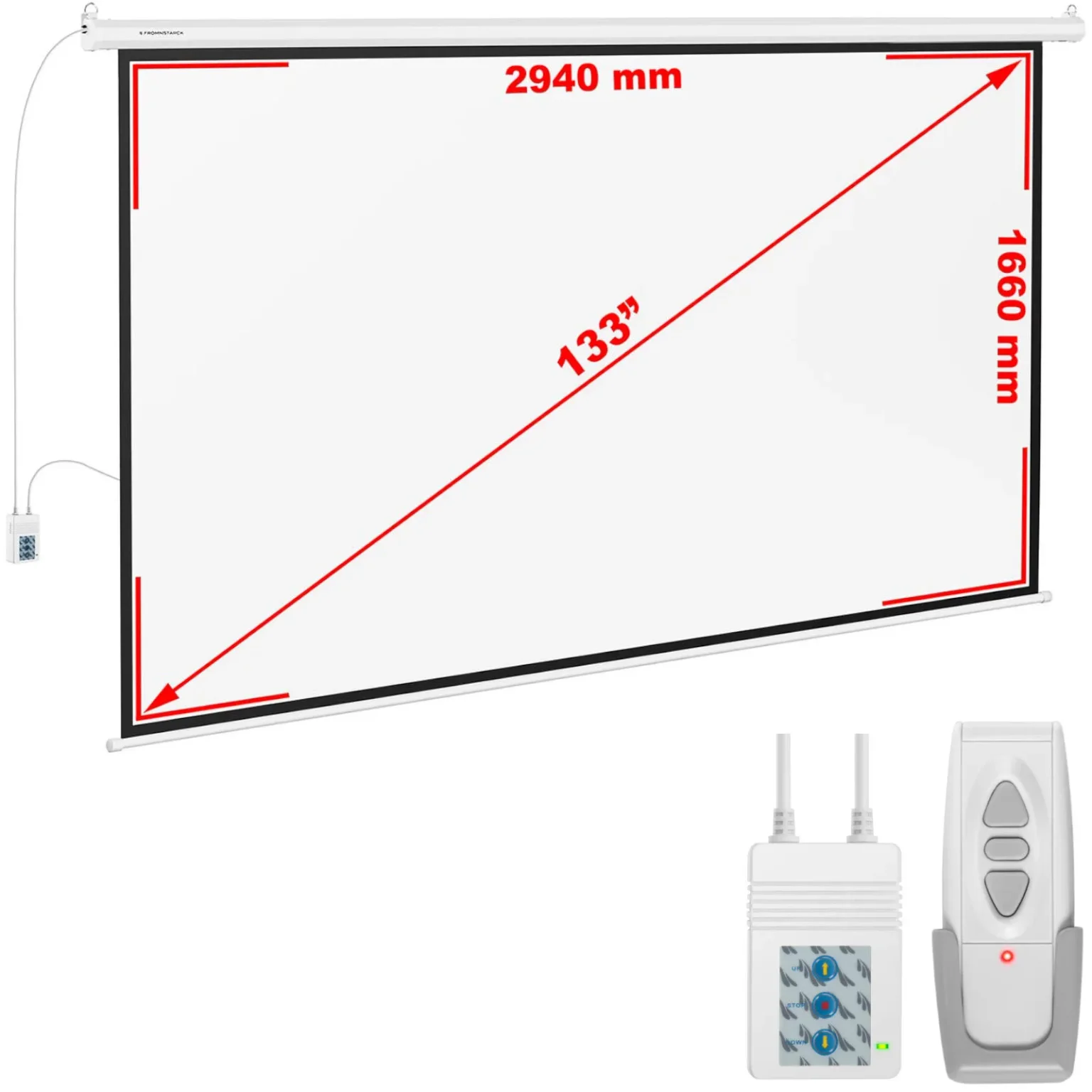 Ecran de proiecție electric, alb mat, montat pe perete/tavan, 133'' (302x201 cm), 16:9